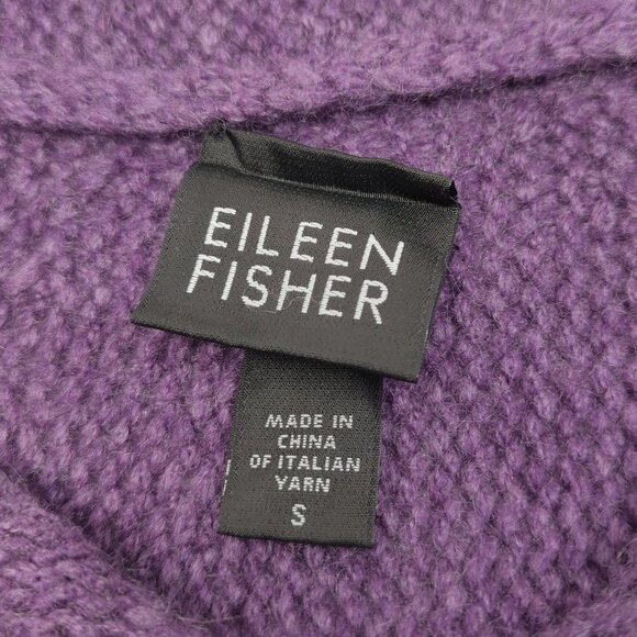 Purple Eileen Fisher Chunky Knit 100% Cashmere Cardigan/Topper - Picture 7 of 9